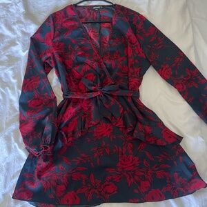 Red and Green Floral mini dress